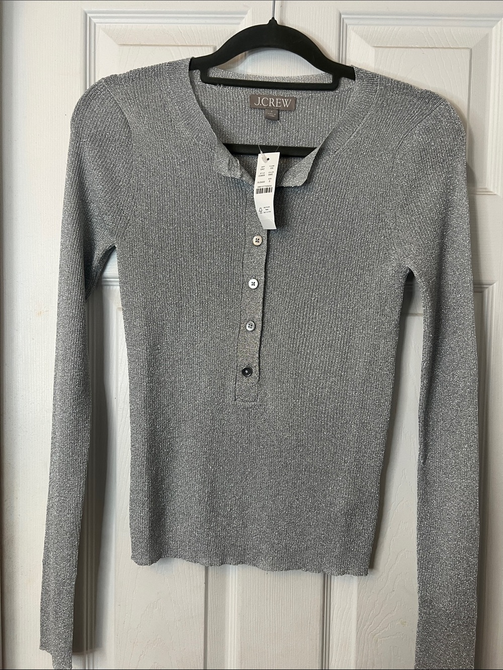 J. Crew Silver Ribbed Long-Sleeve Henley